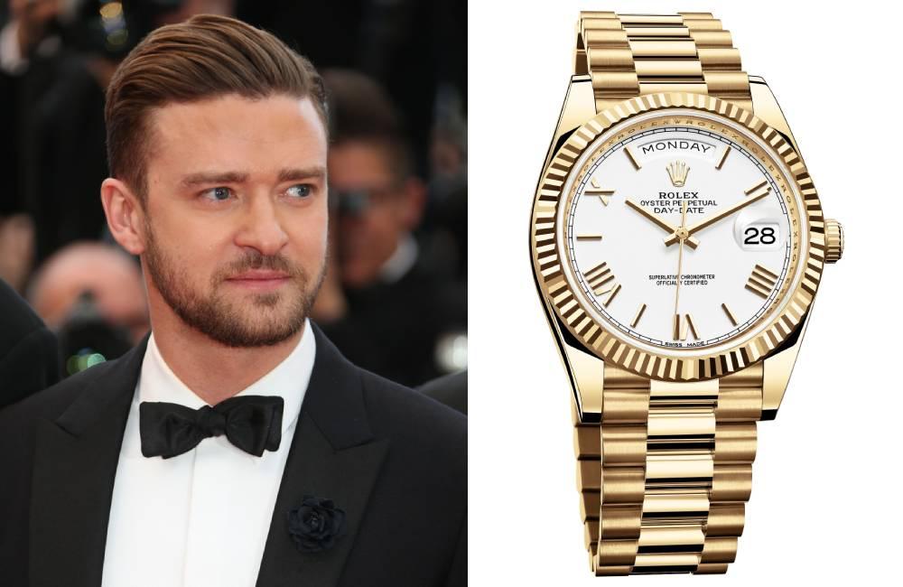 Justin Timberlake's Rolex Oyster Perpetual Day-Date 40 ©Featureflash Photo Agency/shutterstock.com | @frederic_magazine/Pinterest