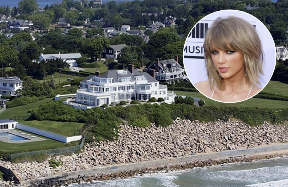 Taylor Swift's Rhode Island Mansion @Tinseltown / Shutterstock.com and @Jaquaveos Shuford / Pinterest.com
