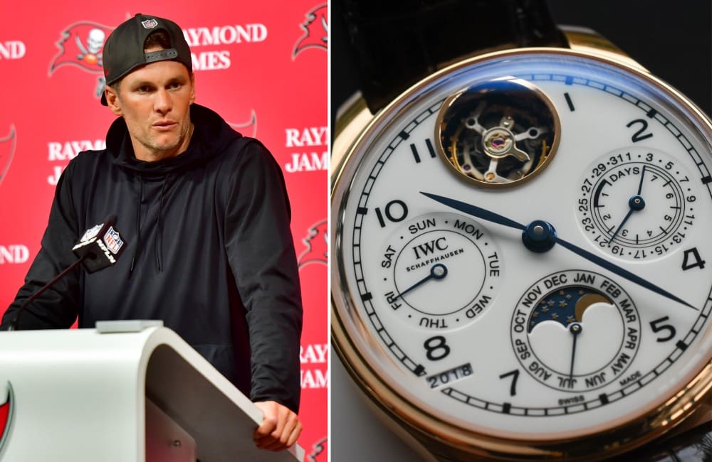Tom Brady's Exclusive IWC Portugieser Perpetual Calendar Edition “150 Year.” ©Julio Aguilar/Getty Images | @galalmarzouk/Pinterest